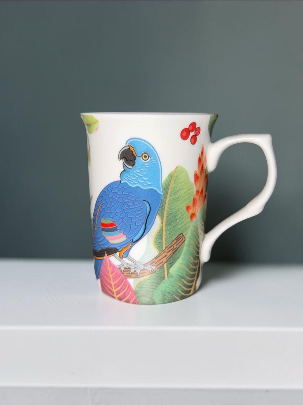 STECHCOL Gracie Bone China Tropical Bird Mug 12 oz MSRP $45
